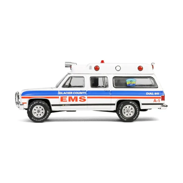 Manufacturer_Greenlight Collectibles Cars & Suvs | Emergency Vehicles<1/64 1991 Chevrolet Suburban Ambulance, Glacier County EMS, First Responders Series 2