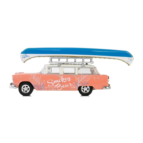 Manufacturer_Greenlight Collectibles Cars & Suvs<1/64 1955 Chevrolet Two-Ten Townsman with Roof Rack & Canoe, Smokey Bear Series 4