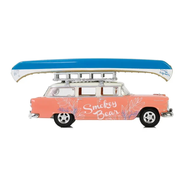 Manufacturer_Greenlight Collectibles Cars & Suvs<1/64 1955 Chevrolet Two-Ten Townsman with Roof Rack & Canoe, Smokey Bear Series 4