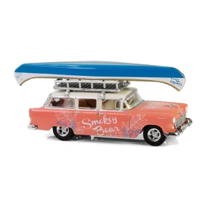 Manufacturer_Greenlight Collectibles Cars & Suvs<1/64 1955 Chevrolet Two-Ten Townsman with Roof Rack & Canoe, Smokey Bear Series 4