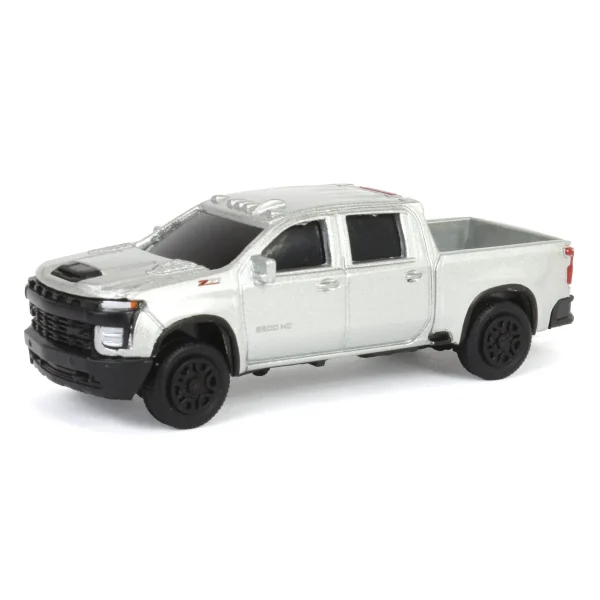 Manufacturer_ERTL Pickup Trucks<1/64 Chevy Silverado 2500HD Z71 Silver Ice Metallic, Collect N Play by ERTL