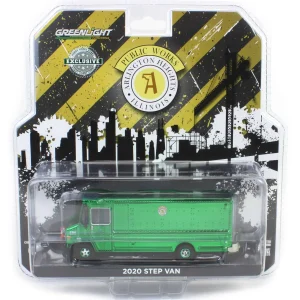 Manufacturer_Greenlight Collectibles Cars & Suvs<Chrome Green Machine ~ 1/64 2020 Step Van with Traffic Cone Mounts, Village of Arlington Heights, Hobby Exclusive