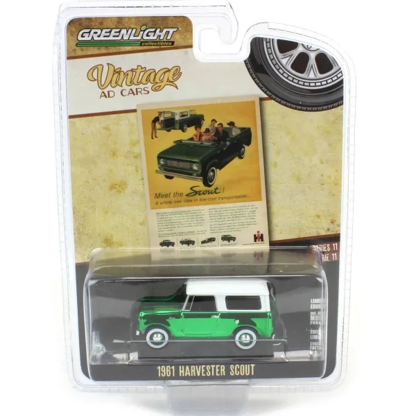 Manufacturer_Greenlight Collectibles Cars & Suvs<Chrome Super Chase Unit ~ 1/64 1961 Harvester Scout “Meet the Scout!", Vintage Ad Cars Series 11