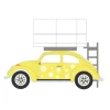 Manufacturer_Greenlight Collectibles Cars & Suvs<1/64 Classic Volkswagen Beetle, Yellow Flower Power with Camp'otel Cartop Sleeper Tent, The Great Outdoors Series 4