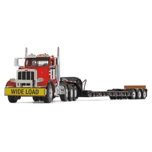 Manufacturer_First Gear, Inc. Lowboys & Flatbeds<1/50 Cola Red Peterbilt 367 Day Cab w/ Talbert 55SA Lowboy by First Gear