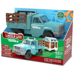 Manufacturer_Tonka Pickup Trucks<Cruisin' Tonka Steel Classic Pickup Truck with Lincoln Logs Tiny Home on Trailer