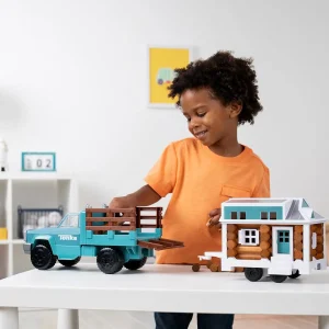 Manufacturer_Tonka Pickup Trucks<Cruisin' Tonka Steel Classic Pickup Truck with Lincoln Logs Tiny Home on Trailer
