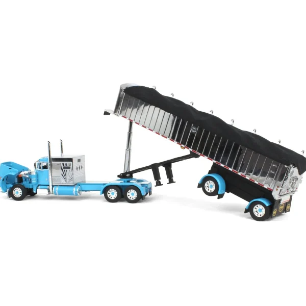Manufacturer_DCP by First Gear Dump Trucks<1/64 Cyan Peterbilt 379 60in Vintage Sleeper w/ MAC Coal End Dump Trailer, DCP by First Gear