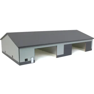 Outback Toys Wooden Barns & Large Accessories<1/64 Dark & Light Gray 2 Door 70ft x 130ft Wooden Implement Pole Building w/ Divided Shop Area
