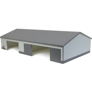 Outback Toys Wooden Barns & Large Accessories<1/64 Dark & Light Gray 2 Door 70ft x 130ft Wooden Implement Pole Building w/ Divided Shop Area
