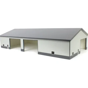 Outback Toys Wooden Barns & Large Accessories<1/64 Dark & Light Gray 60ft x 120ft Wooden Implement Shed with Double Side Doors