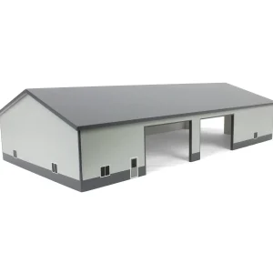Outback Toys Wooden Barns & Large Accessories<1/64 Dark & Light Gray 60ft x 120ft Wooden Implement Shed with Double Side Doors