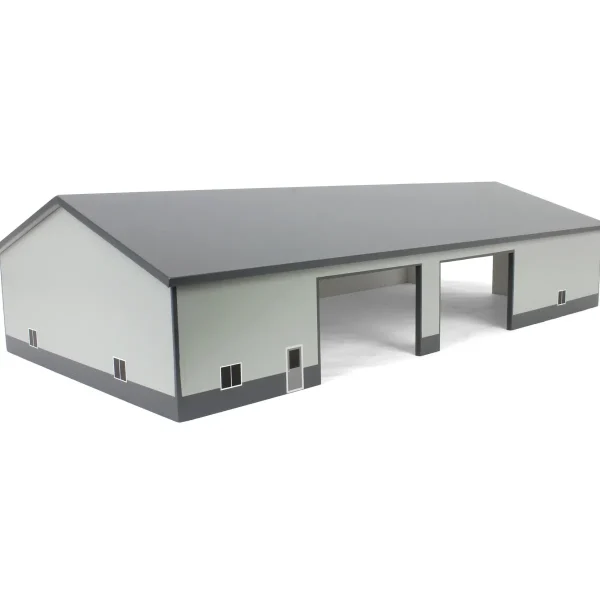Outback Toys Wooden Barns & Large Accessories<1/64 Dark & Light Gray 60ft x 120ft Wooden Implement Shed with Double Side Doors