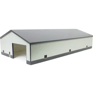 Outback Toys Wooden Barns & Large Accessories<1/64 Dark & Light Gray 60ft x 120ft Wooden Implement Shed with Double Side Doors