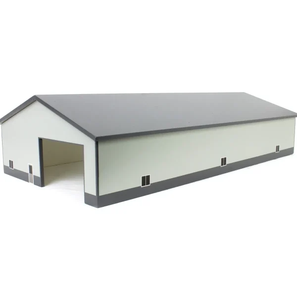Outback Toys Wooden Barns & Large Accessories<1/64 Dark & Light Gray 60ft x 120ft Wooden Implement Shed with Double Side Doors