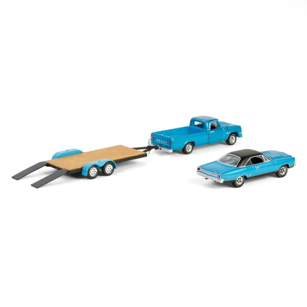 Manufacturer_Greenlight Collectibles Cars & Suvs | Pickup Trucks<1/64 1967 Dodge D-200 with Flatbed Trailer & 1969 Plymouth GTX, Graveyard Carz, Hollywood Hitch & Tow Series 13