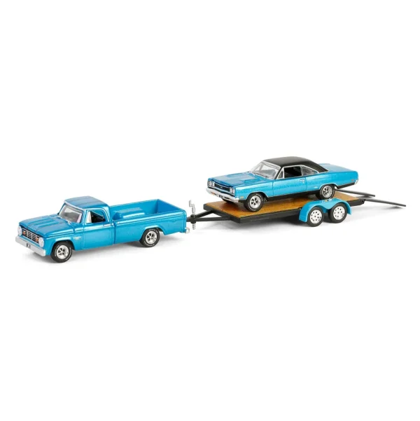 Manufacturer_Greenlight Collectibles Cars & Suvs | Pickup Trucks<1/64 1967 Dodge D-200 with Flatbed Trailer & 1969 Plymouth GTX, Graveyard Carz, Hollywood Hitch & Tow Series 13