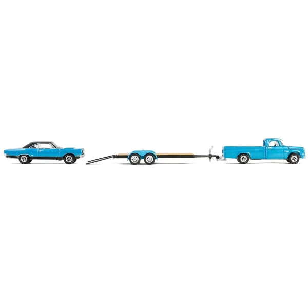 Manufacturer_Greenlight Collectibles Cars & Suvs | Pickup Trucks<1/64 1967 Dodge D-200 with Flatbed Trailer & 1969 Plymouth GTX, Graveyard Carz, Hollywood Hitch & Tow Series 13
