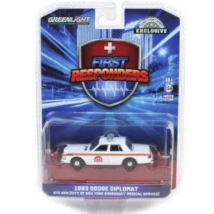Manufacturer_Greenlight Collectibles Emergency Vehicles<1/64 1983 Dodge Diplomat, NYC EMS First Responders, Hobby Exclusive