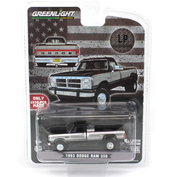 Manufacturer_Greenlight Collectibles Pickup Trucks<1/64 1993 Dodge Ram 350 Cummins Dually, Black, LP Diecast Exclusive