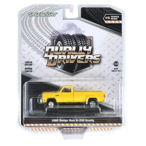 Manufacturer_Greenlight Collectibles Cars & Suvs | Pickup Trucks<1/64 1982 Dodge Ram D350 Dually, Construction Yellow, Dually Drivers Series 15