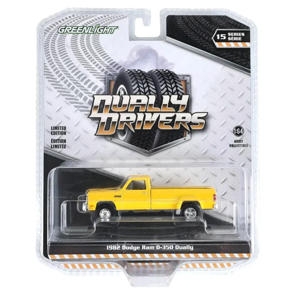 Manufacturer_Greenlight Collectibles Cars & Suvs | Pickup Trucks<1/64 1982 Dodge Ram D350 Dually, Construction Yellow, Dually Drivers Series 15