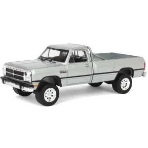 Manufacturer_Greenlight Collectibles Cars & Suvs | Pickup Trucks<1/64 1992 Dodge Ram D250 Power Ram Lifted with Rollbar, Sterling Silver, All-Terrain Series 16