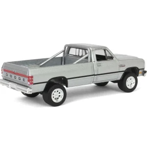 Manufacturer_Greenlight Collectibles Cars & Suvs | Pickup Trucks<1/64 1992 Dodge Ram D250 Power Ram Lifted with Rollbar, Sterling Silver, All-Terrain Series 16