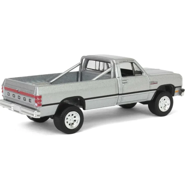 Manufacturer_Greenlight Collectibles Cars & Suvs | Pickup Trucks<1/64 1992 Dodge Ram D250 Power Ram Lifted with Rollbar, Sterling Silver, All-Terrain Series 16