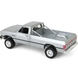 Manufacturer_Greenlight Collectibles Cars & Suvs | Pickup Trucks<1/64 1992 Dodge Ram D250 Power Ram Lifted with Rollbar, Sterling Silver, All-Terrain Series 16