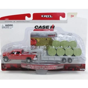 Manufacturer_ERTL Pickup Trucks<1/64 Dodge Ram Pickup Truck with Gooseneck Trailer & Bales