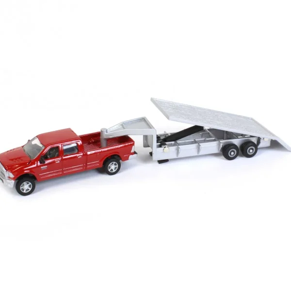 Manufacturer_ERTL Pickup Trucks<1/64 Dodge Ram Pickup Truck with Gooseneck Trailer & Bales