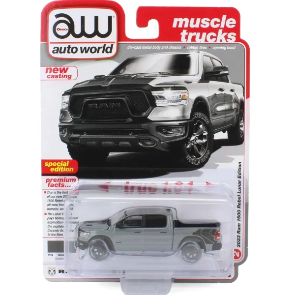 Manufacturer_Auto World Pickup Trucks<1/64 2023 Dodge Ram Rebel Lunar Edition, Gray, Auto World