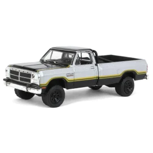Manufacturer_Greenlight Collectibles Pickup Trucks<1/64 1992 Dodge Ram 1st Generation, Lifted, Silver & Black, Outback Toys Exclusive