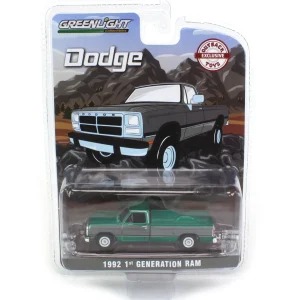 Manufacturer_Greenlight Collectibles Pickup Trucks<1/64 1992 Dodge Ram 1st Generation, Silver & Gray, Outback Toys Exclusive - Green Machine