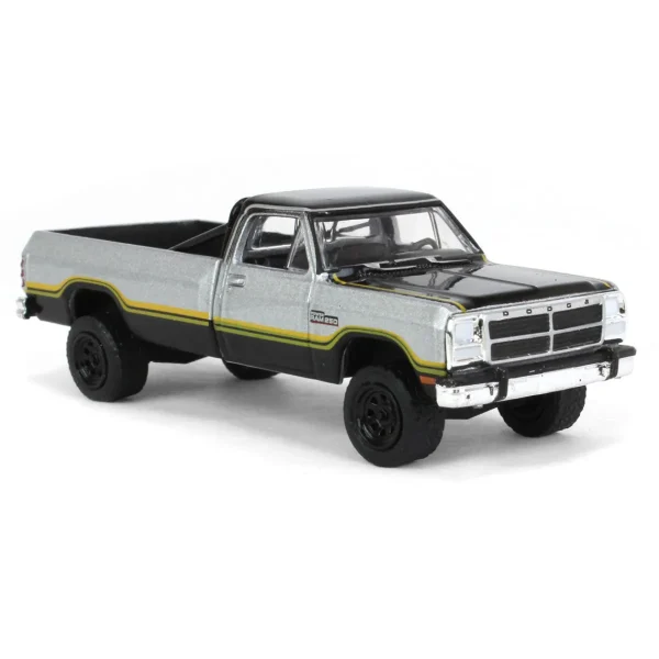 Manufacturer_Greenlight Collectibles Pickup Trucks<1/64 1992 Dodge Ram 1st Generation, Lifted, Silver & Black, Outback Toys Exclusive