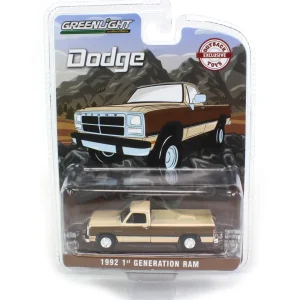 Manufacturer_Greenlight Collectibles Pickup Trucks<1/64 1992 Dodge Ram 1st Generation, Two Tone Brown, Outback Toys Exclusive