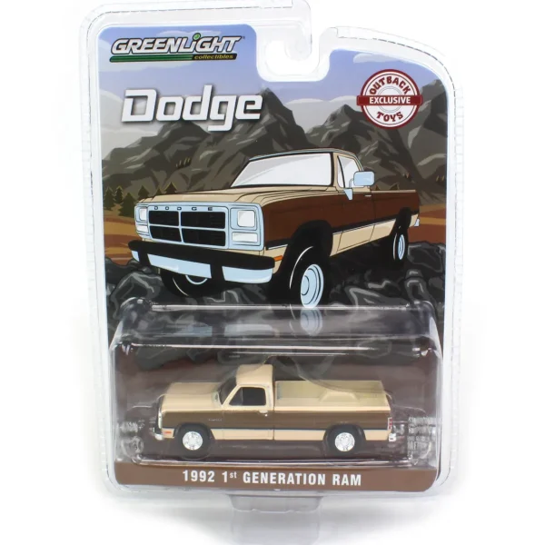 Manufacturer_Greenlight Collectibles Pickup Trucks<1/64 1992 Dodge Ram 1st Generation, Two Tone Brown, Outback Toys Exclusive