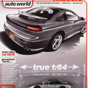Manufacturer_Auto World Cars & Suvs<1/64 1993 Dodge Stealth RT, Dark Silver, Auto World 2021 Release 4A
