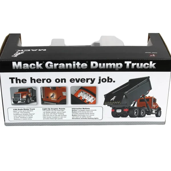 Manufacturer_First Gear, Inc. Dump Trucks<1/24 Durable Plastic Mack Granite Dump Truck with Lights & Sounds