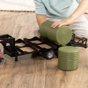 Manufacturer_ERTL Lowboys & Flatbeds | Pickup Trucks<1/16 ERTL Big Farm Blue Chevrolet Pickup Truck with Trailer & 6 Round Bales