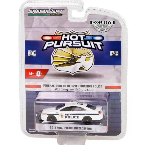 Manufacturer_Greenlight Collectibles Emergency Vehicles<1/64 2013 FBI Ford Police Interceptor, Hobby Exclusive Hot Pursuit Special Edition