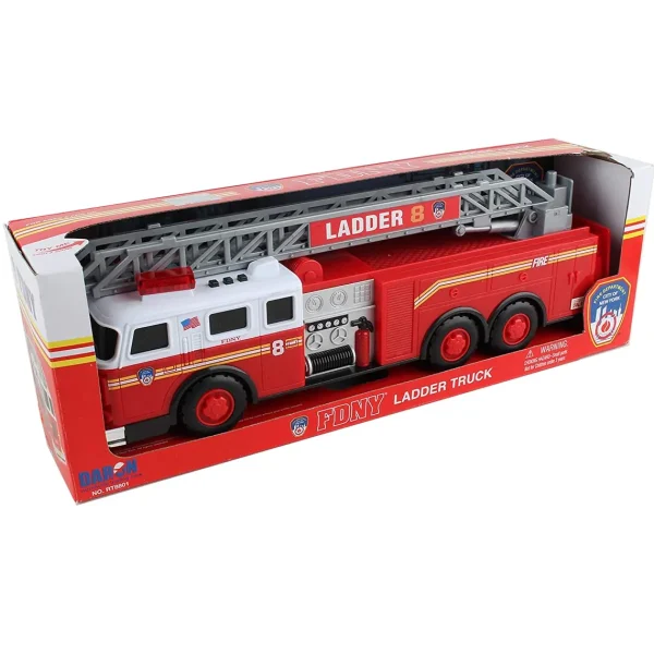 Outback Toys Emergency Vehicles<FDNY Ladder Truck with Lights and Sounds, 13" Long!