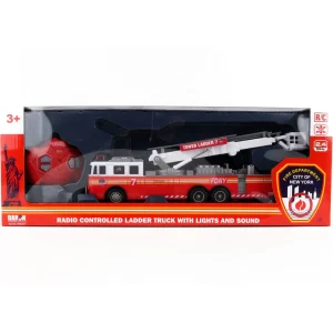 Outback Toys Emergency Vehicles<FDNY Radio Control 11" Ladder Fire Truck with Lights & Sounds
