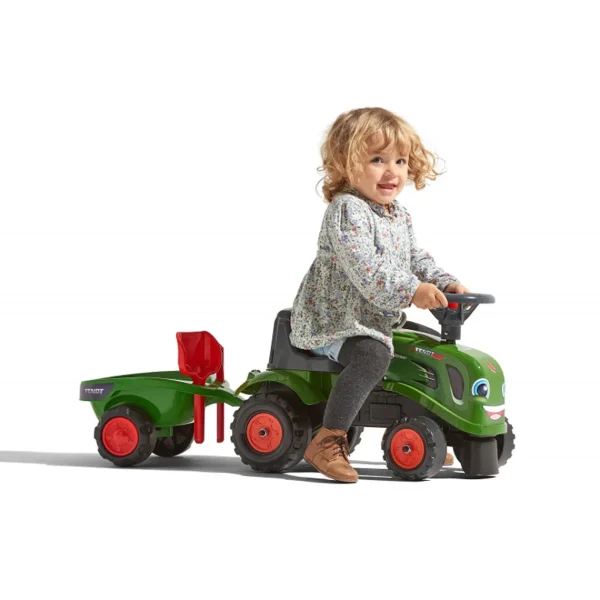 Manufacturer_Falk Agco, Massey & More<Fendt Ride-on & Push-along Tractor w/ Trailer, Rake, Shovel & 2 Sticker Sets by Falk