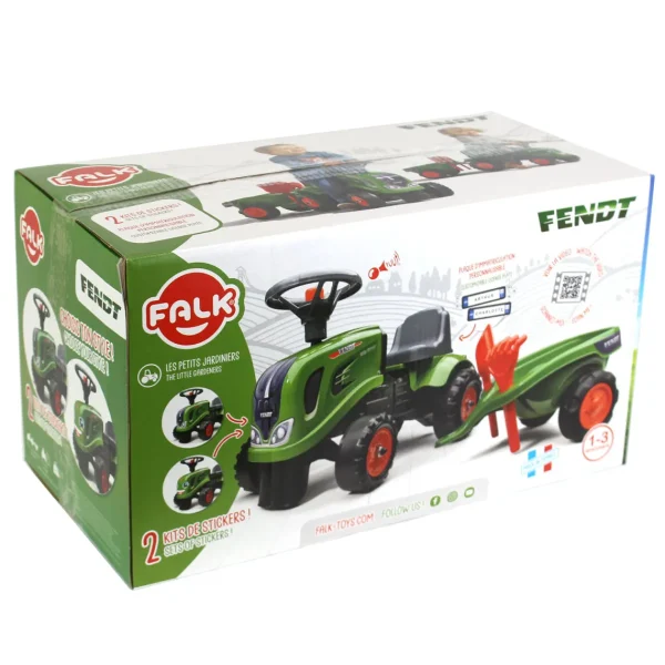 Manufacturer_Falk Agco, Massey & More<Fendt Ride-on & Push-along Tractor w/ Trailer, Rake, Shovel & 2 Sticker Sets by Falk