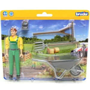 Manufacturer_Bruder Toys Play Animals & Accessories<1/16 Figure Set with Farmer and Accessories by Bruder