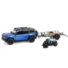 Manufacturer_Greenlight Collectibles Cars & Suvs<1/64 2021 Ford Bronco Black Diamond with Utility Trailer & Motorcycle, Velocity Blue, Hitch & Tow Series 32