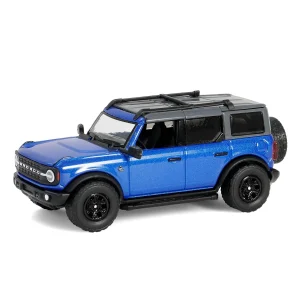 Manufacturer_Greenlight Collectibles Cars & Suvs<1/64 2021 Ford Bronco Black Diamond with Utility Trailer & Motorcycle, Velocity Blue, Hitch & Tow Series 32