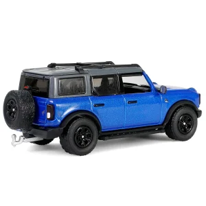 Manufacturer_Greenlight Collectibles Cars & Suvs<1/64 2021 Ford Bronco Black Diamond with Utility Trailer & Motorcycle, Velocity Blue, Hitch & Tow Series 32